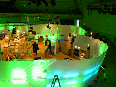 raumbildung mit stoffwänden, roadshow bei mercedes 2008