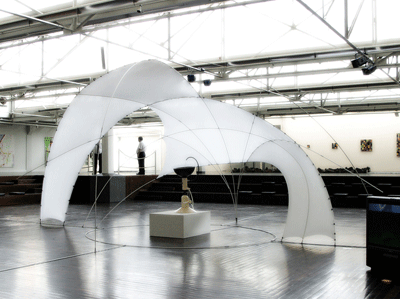 wasserwege aachen, textile skulptur im ludwig forum 2003